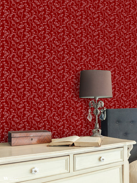 Drawn Dragons Removable Wallpaper - Red
