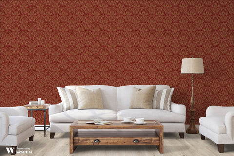 Maharaj Motif Removable Wallpaper - Rich red
