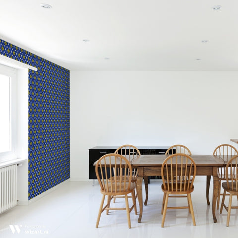 Arabian Floral Removable Wallpaper - Dark Blue & Yellow