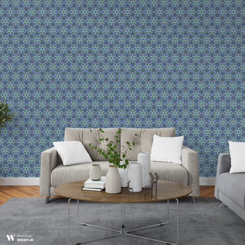 Safar Tapestry Removable Wallpaper - Blue & Green
