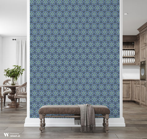 Safar Tapestry Removable Wallpaper - Blue & Green