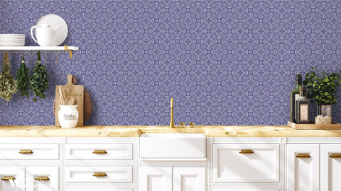Porcelain Pottery Removable Wallpaper - Blue
