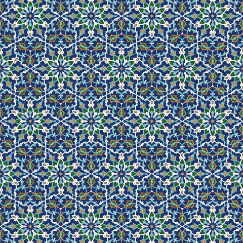 Safar Tapestry Removable Wallpaper - Spanish Tile Print - Blue & Green