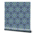 Safar Tapestry Removable Wallpaper - Spanish Tile Print - Blue & Green