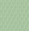 Green wallpaper with white leaf pattern in a repeating botanical design