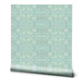 Turquoise Filigree Removable Wallpaper - Teal & Beige