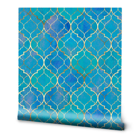 Vintage Moroccan Tile Removable Wallpaper - Blue