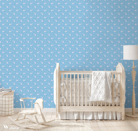 Paisley Lullaby Removable Wallpaper - Light Blue
