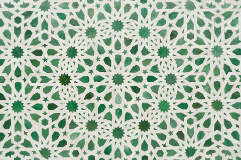 Zellige Removable Wallpaper - Green & white - Moroccan Tile Design